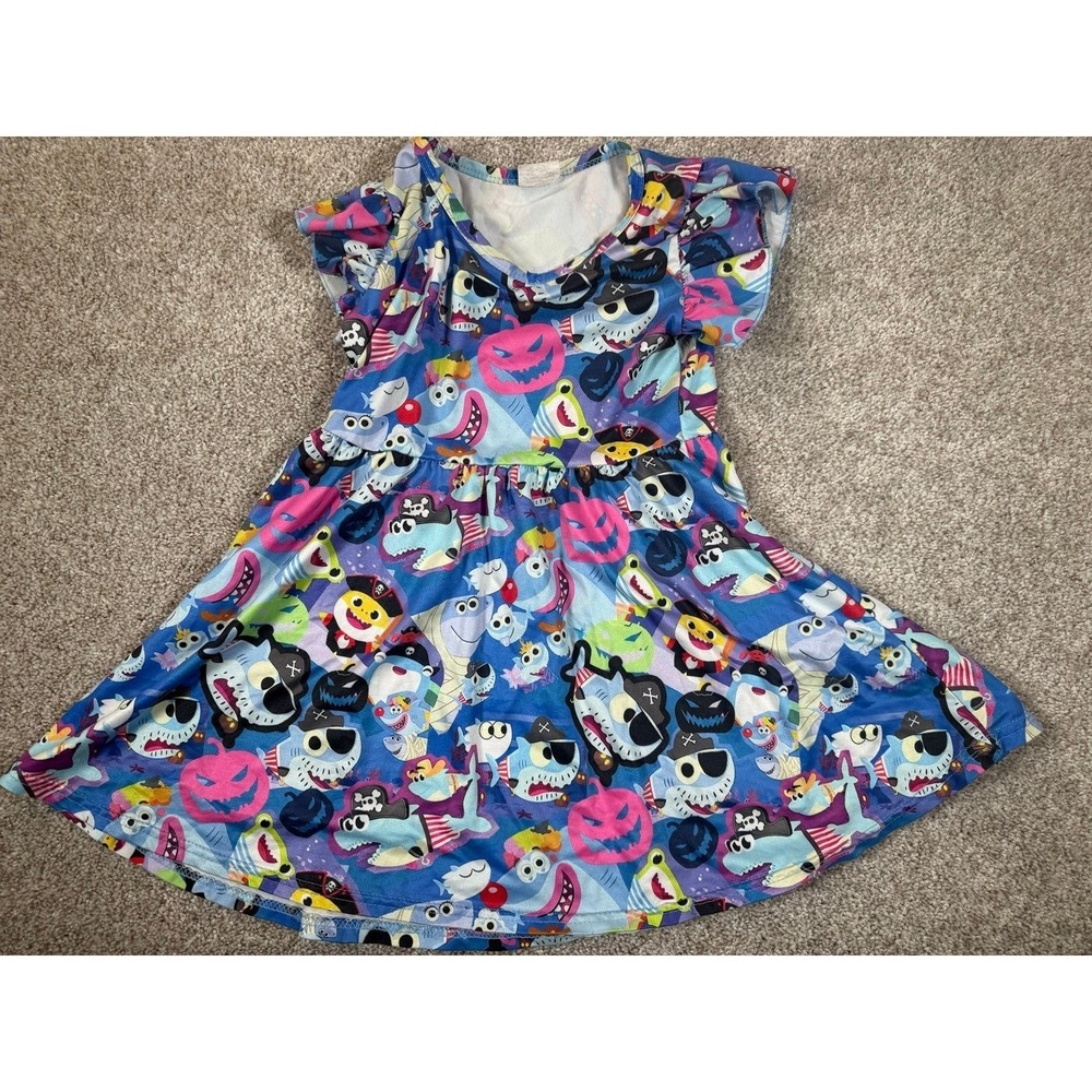 Girl Flutter Sleeve Fin the Shark Halloween Twirl Dress‎ 2T Pinkfong Baby Shark